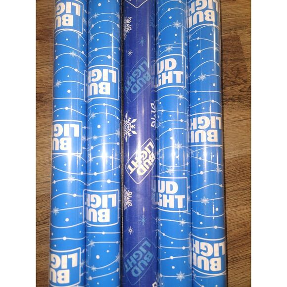 5 Rolls BUD LIGHT Beer Premium Gift-Wrapping Paper All New - Picture 1 of 2